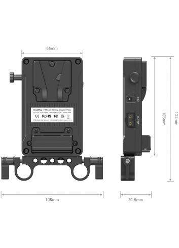 SmallRig 3498 Battery Adapter Plate V-Mount (Basic Version) with Dual Rod Clamp | Płytka bateryjna SmallRig - 5