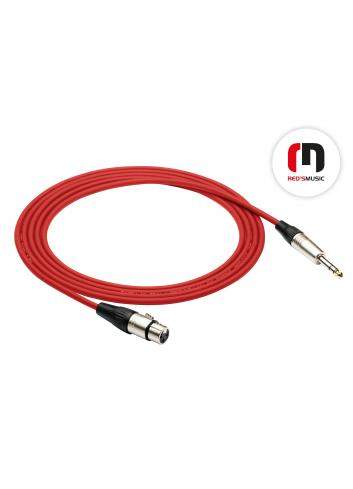 Red's Music MC04 ECONOMIC 0.3m | Kabel mikrofonowy XLR F/Jack stereo (czerwony)