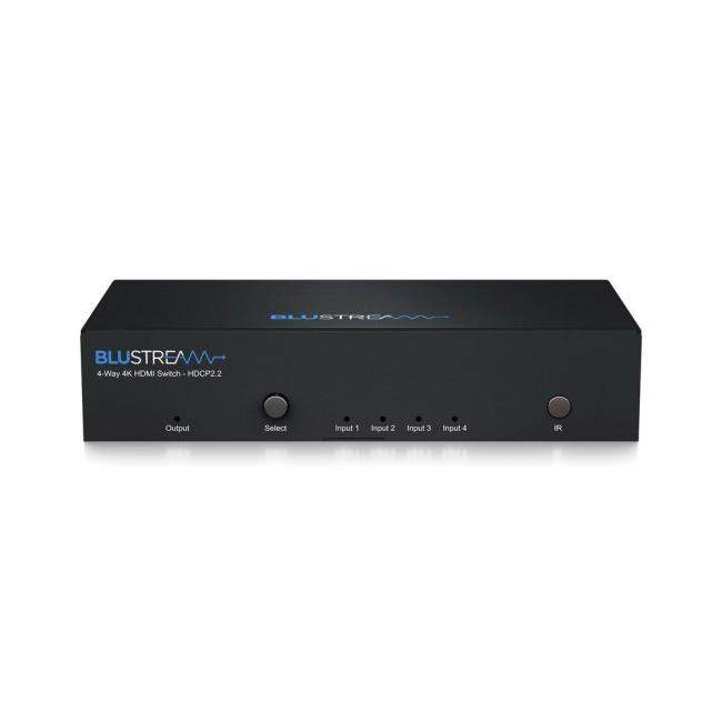 Blustream SW41AB-V2 | Przełącznik prezentacyjny, 4-kanały HDMI, x1 HDMI Out, Line Out, Coax Out, 4K 60 FPS 4:4:4, Auto Switcher 