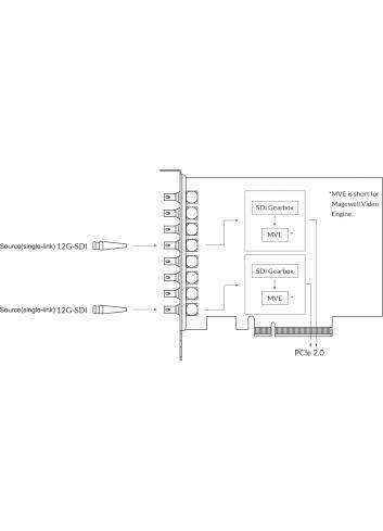 Magewell Pro Capture Dual SDI 4K Plus (11270) | Wewnętrzna karta PCIe (Gen2 x8), Quad Link, Dual Link, Single Link, 12G-SDI Mage