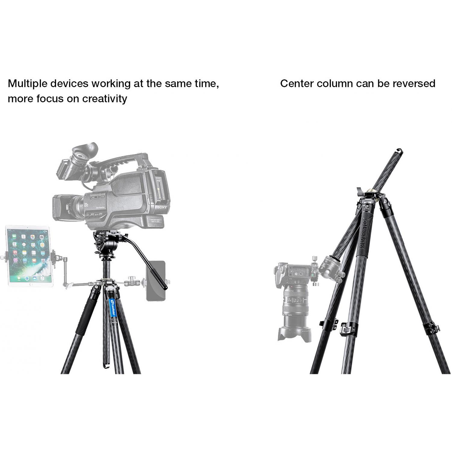 Leofoto LV-324C+BV-10 | Karbonowy statyw foto-wideo z głowicą BV-10, udźwig do 6 kg, wysokość do 1.66 m Leofoto - 4