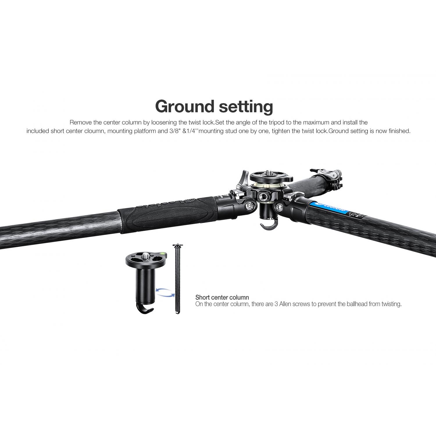 Leofoto LV-324C+BV-10 | Karbonowy statyw foto-wideo z głowicą BV-10, udźwig do 6 kg, wysokość do 1.66 m Leofoto - 6