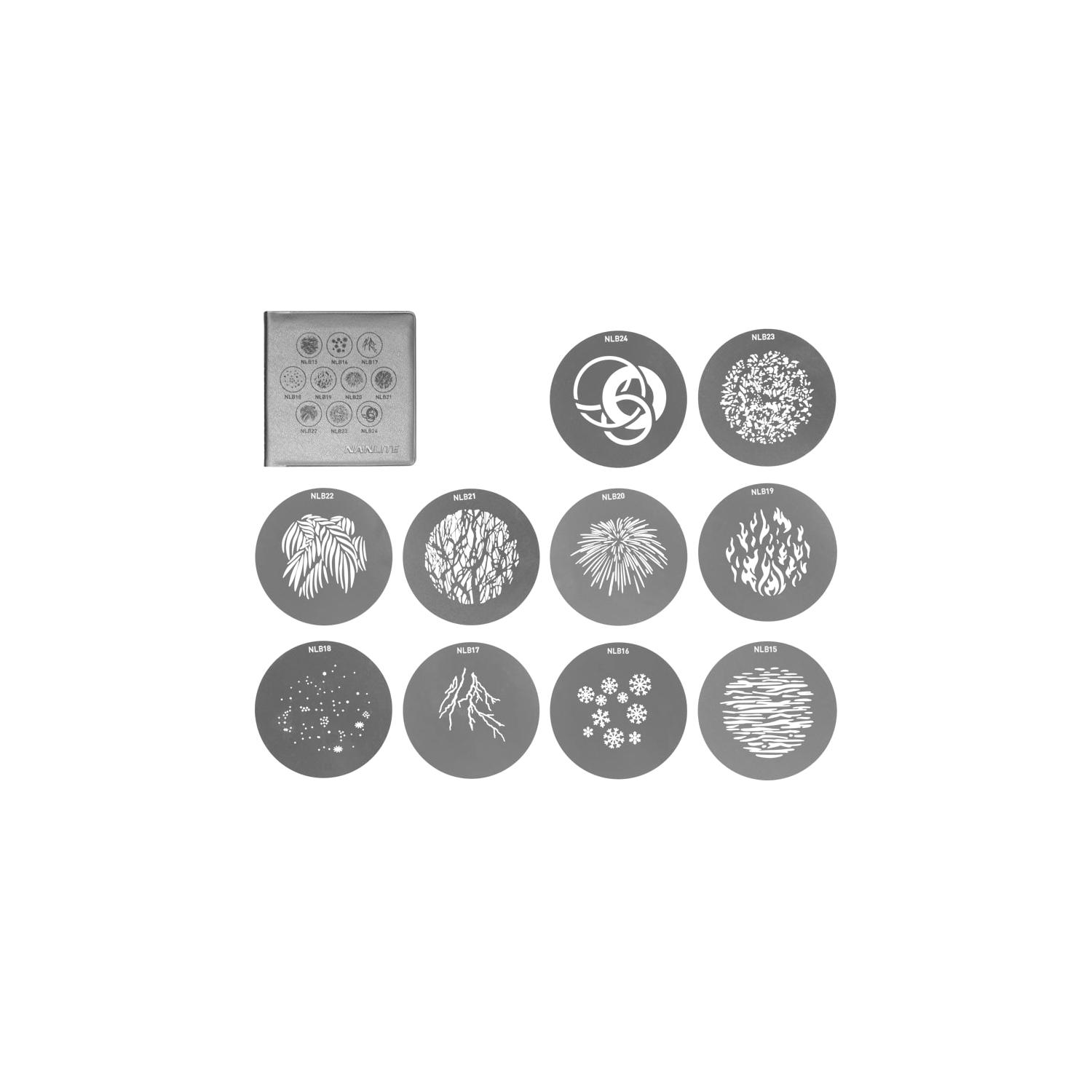 Nanlite AS-GB-B-SET2 | Zestaw 10 nakładek gobo do uchwytów projekcyjnych Nanlite PJ-BM-19 i Nanlite PJ-BM-36 Nanlite - 1