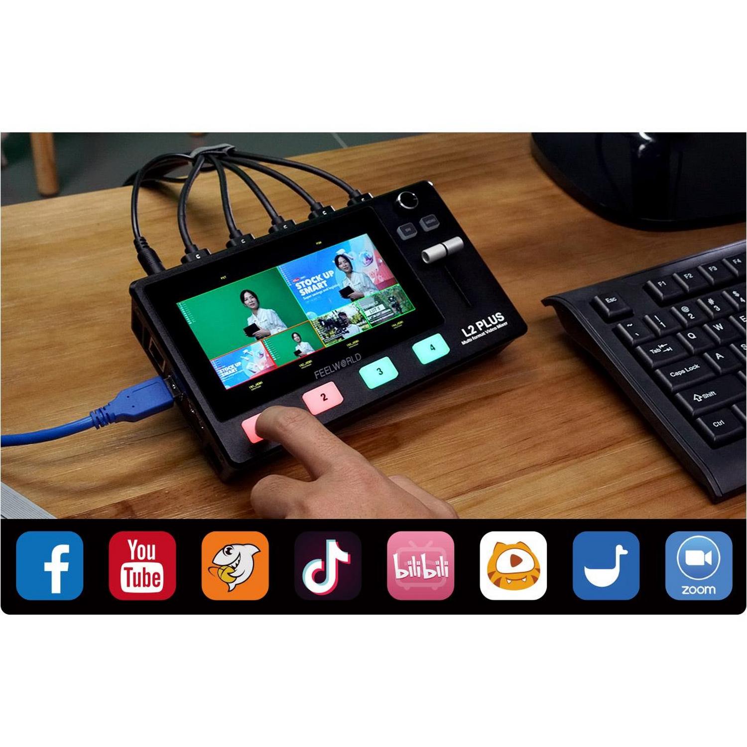 Feelworld L2 Plus | Mikser wideo, 4-kanałowy HDMI, ekran 5.5", sterowanie PTZ Feelworld - 10