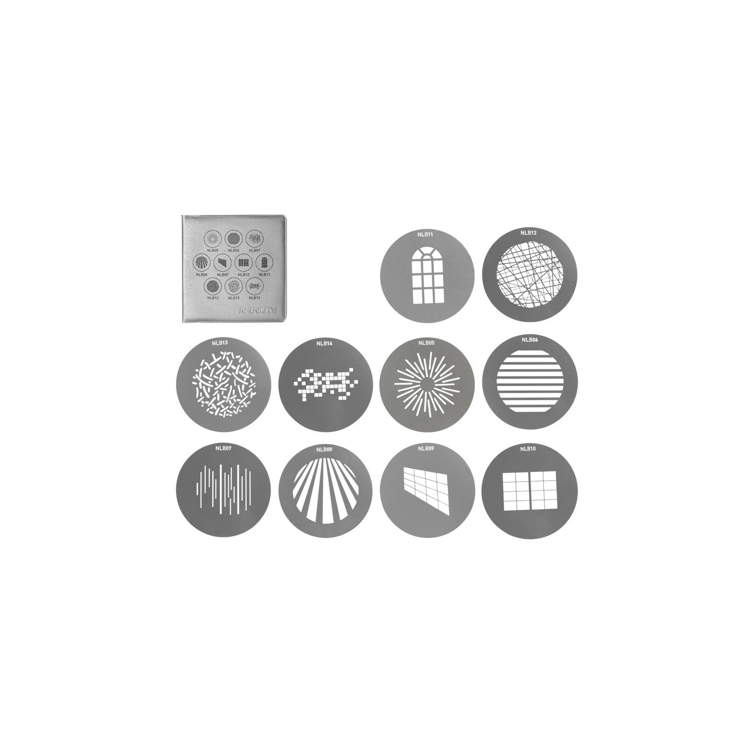 Nanlite AS-GB-FMM-SET1 | Zestaw 10 nakładek gobo do uchwytów projekcyjnych Nanlite PJ-FZ60-19 i Nanlite PJ-FZ60-36 Nanlite - 1