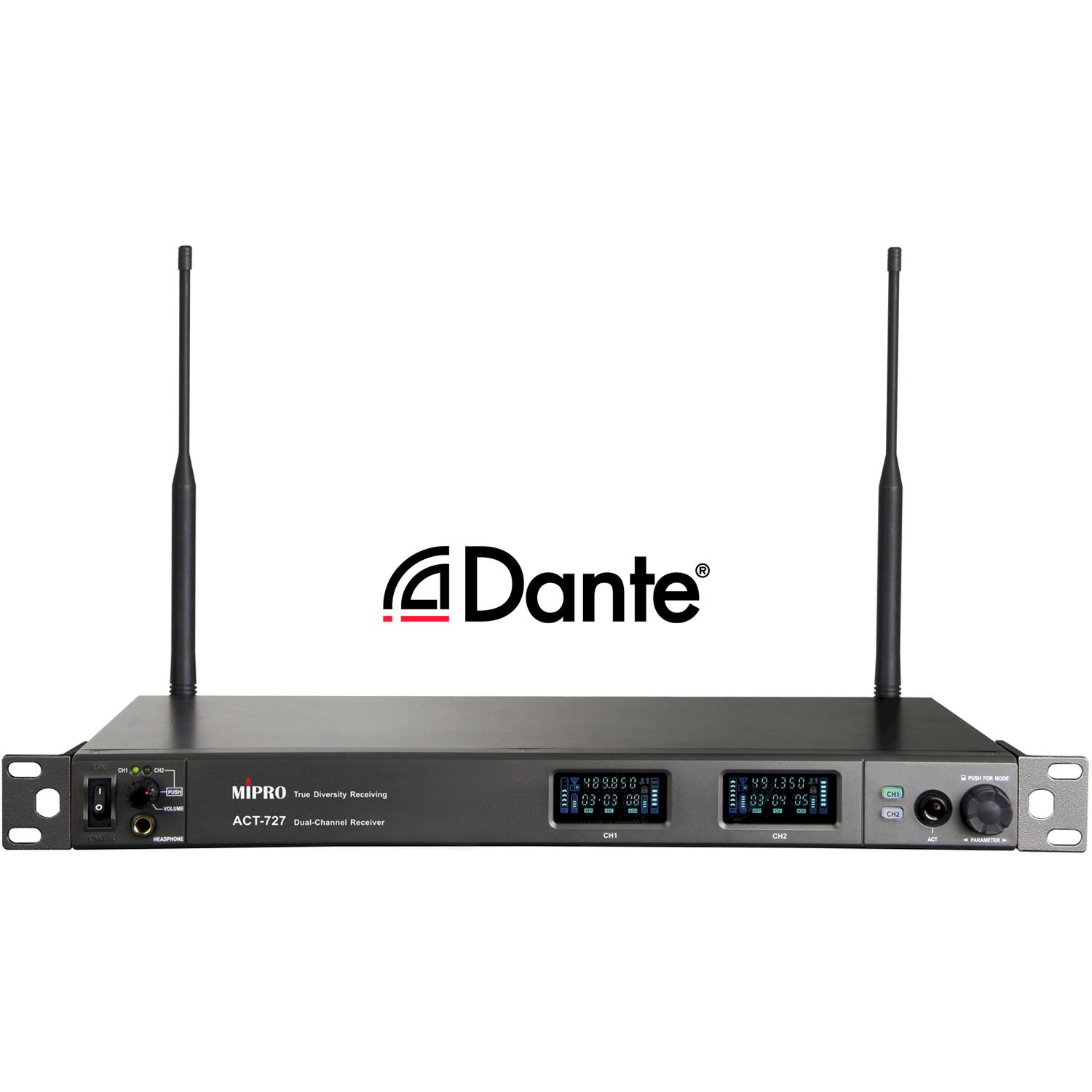 MIPRO ACT-727 Dante | Dwukanałowy szerokopasmowy odbiornik UHF 72MHz rack 1U MIPRO - 1