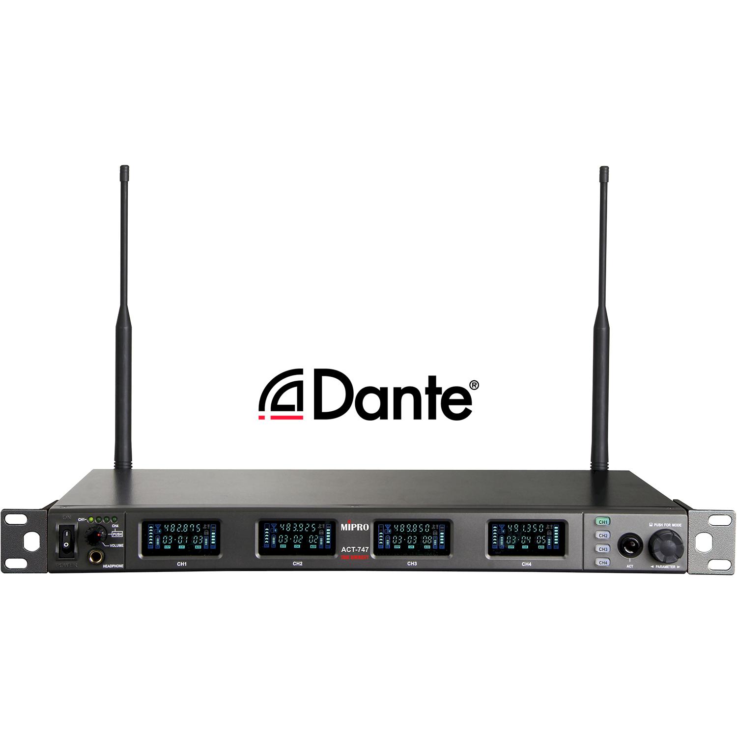 MIPRO ACT-747 Dante | Czterokanałowy szerokopasmowy odbiornik UHF 72MHz rack 1U MIPRO - 1