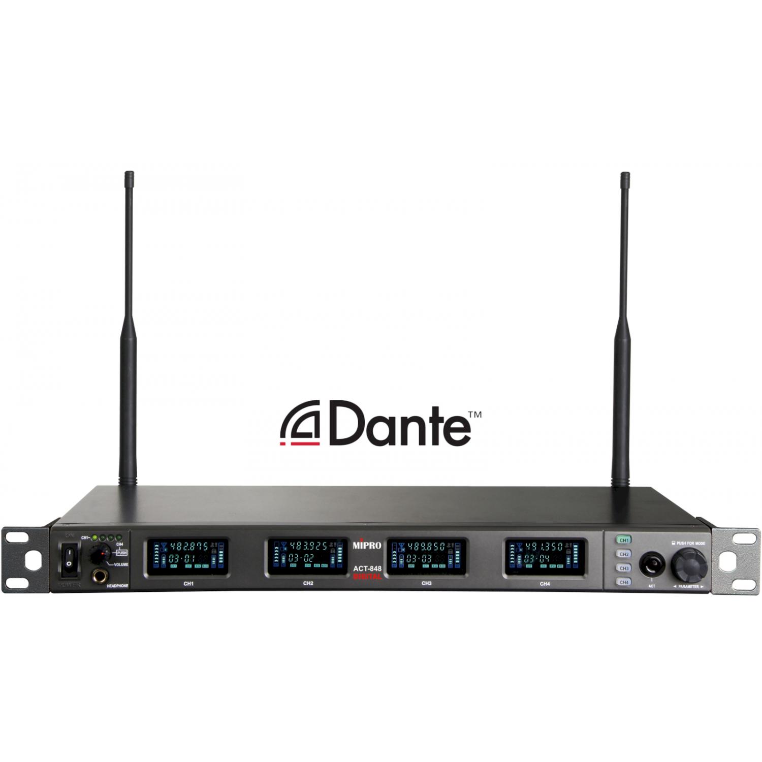 MIPRO ACT-848 Dante | Czterokanałowy szerokopasmowy odbiornik UHF 72MHz rack 1U MIPRO - 1