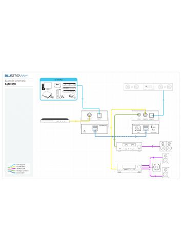 Blustream CAT100AU | Przedłużacz, extender audio przez Ethernet (CAT 5e/Cat 6), konwerter cyfrowo-analogowy, ADC, splitter Blust