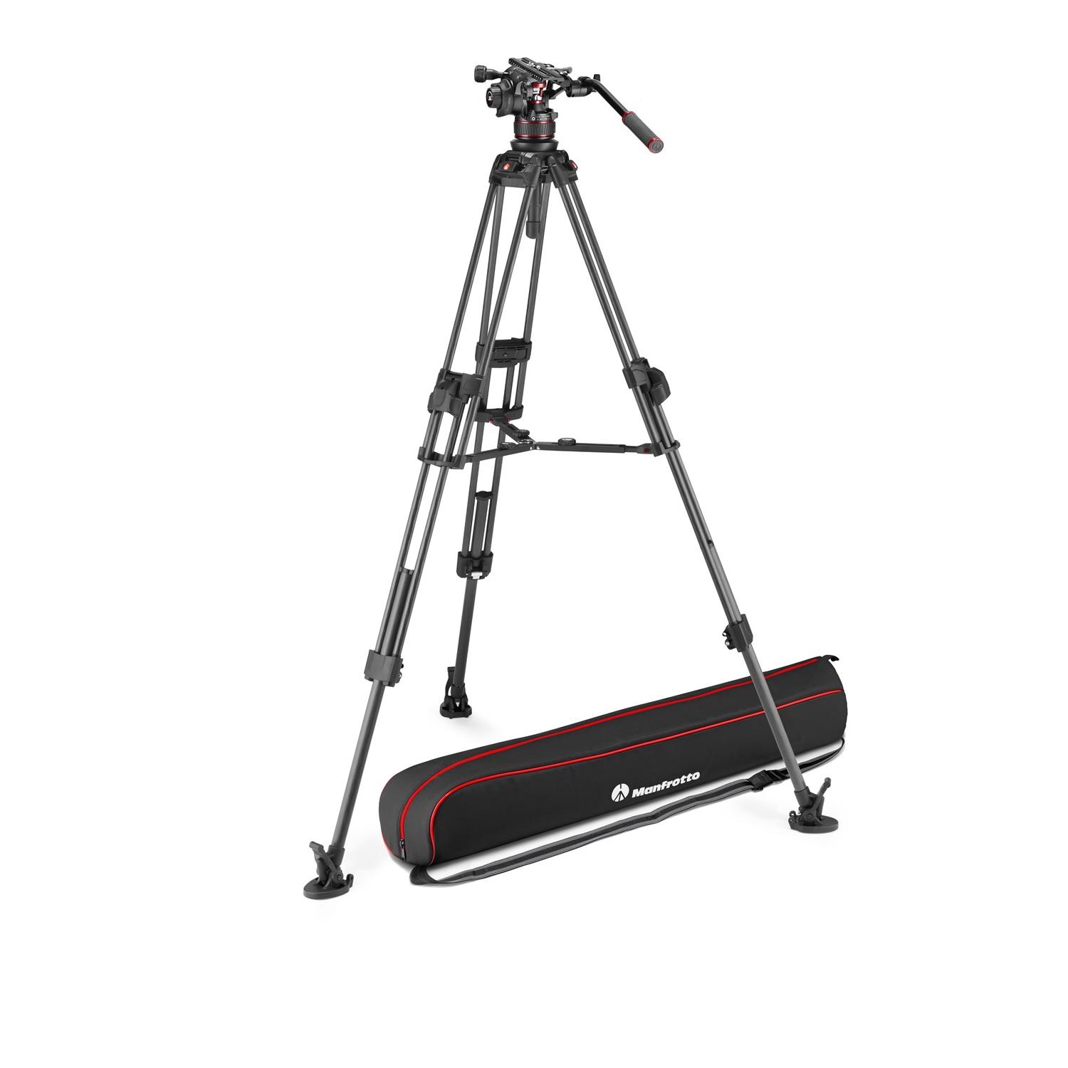 Manfrotto MVK612TWINFC | Karbonowy statyw wideo 645 Twin Fast Carbon z głowicą MVH612AH, udźwig do 12 kg, wysokość do 173 cm Man