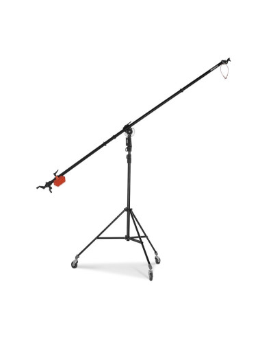 Manfrotto 025BS | Aluminiowy statyw oświetleniowy z ramieniem, kołami i przeciwwagą, wysokość do 0.85 m, udźwig do 3 kg Manfrott