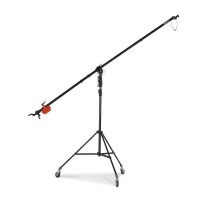 Manfrotto 025BS | Aluminiowy statyw oświetleniowy z ramieniem, kołami i przeciwwagą, wysokość do 0.85 m, udźwig do 3 kg Manfrott