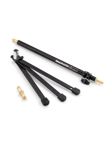 Manfrotto 025BS | Aluminiowy statyw oświetleniowy z ramieniem, kołami i przeciwwagą, wysokość do 0.85 m, udźwig do 3 kg Manfrott