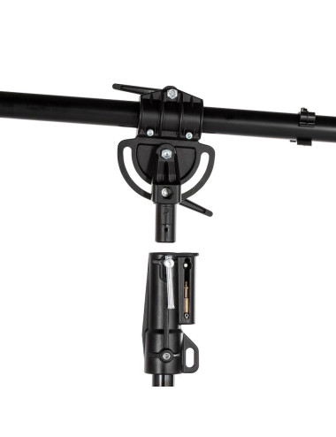 Manfrotto 025BS | Aluminiowy statyw oświetleniowy z ramieniem, kołami i przeciwwagą, wysokość do 0.85 m, udźwig do 3 kg Manfrott