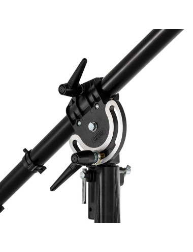 Manfrotto 025BS | Aluminiowy statyw oświetleniowy z ramieniem, kołami i przeciwwagą, wysokość do 0.85 m, udźwig do 3 kg Manfrott