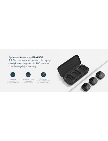 Saramonic Blink900 B2 (RX + TX + TX) | Zestaw do bezprzewodowej transmisji dźwięku, etui ładujące Saramonic - 4