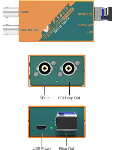 AVMATRIX FE1121 12G-SDI | Przedłużacz SDI przez światłowód, odległość do 10km AVMATRIX - 1