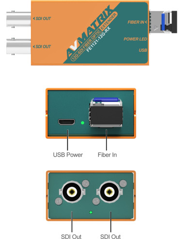 AVMATRIX FE1121 12G-SDI | Przedłużacz SDI przez światłowód, odległość do 10km AVMATRIX - 1