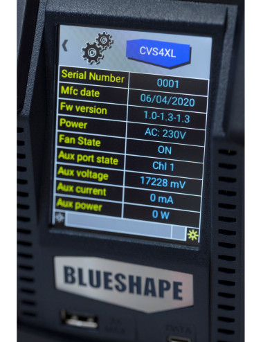 Blueshape CVS4XL | 4-kanałowa ładowarka akumulatorów V-Mount, adapter zasilania stałego, diagnostyka baterii Blueshape - 9