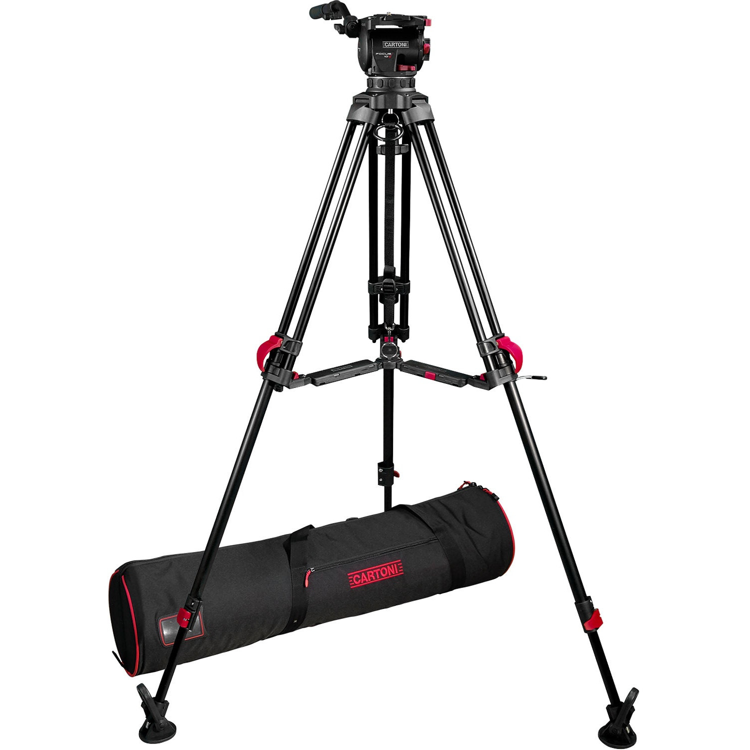 Cartoni Focus 10 Red Lock System MS (KF10-RLM) | Aluminiowy statyw wideo z głowicą, udźwig do 12 kg, wysokość do 167 cm Cartoni 