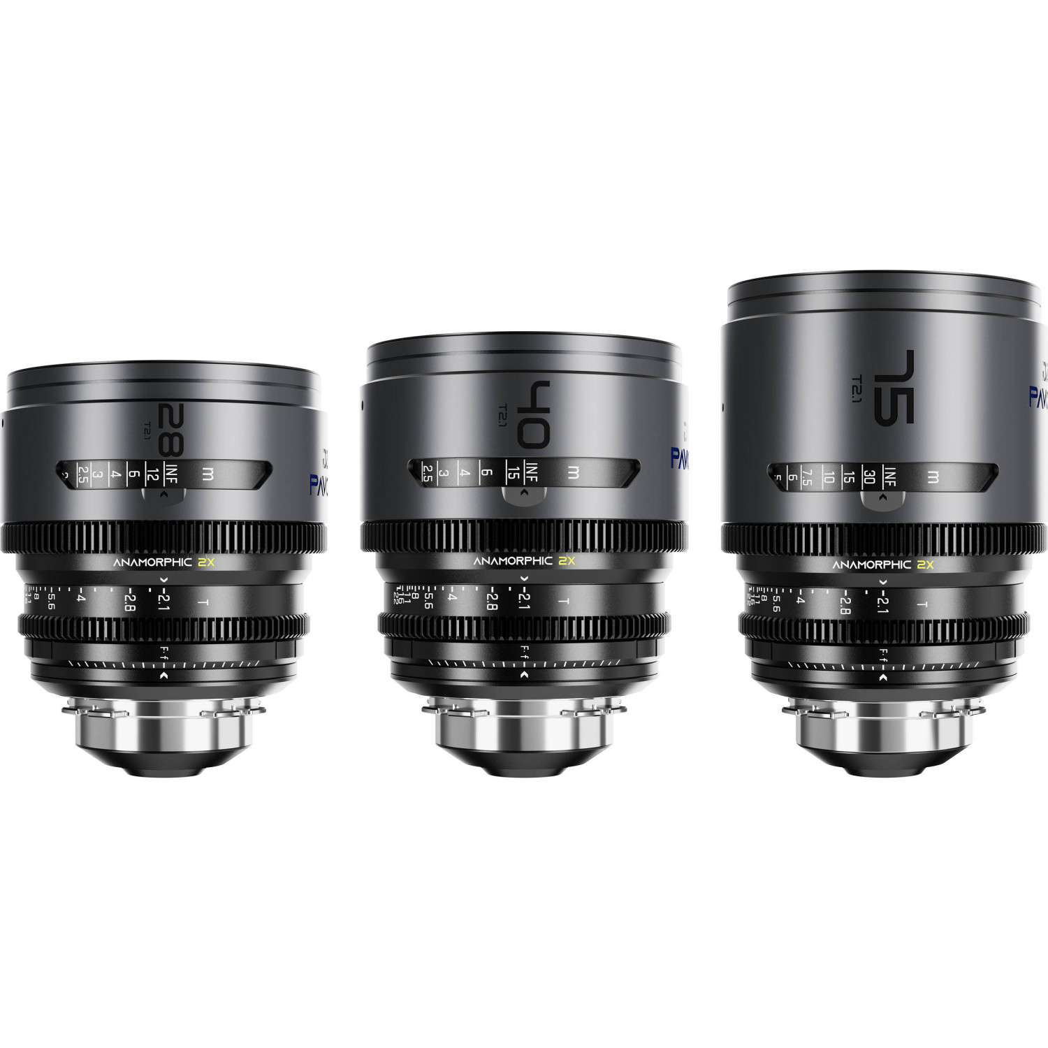 DZOFILM Pavo 2x Anamorphic 3-Lens Kit (28/40/75mm T2.1) PL/EF (S35) Blue DZOFILM - 1
