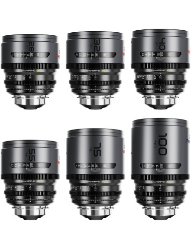 DZOFILM Pavo 2x Anamorphic 6-Lens Kit (28/32/40/55/75/100mm T2.1) PL/EF (S35) Neutral DZOFILM - 1