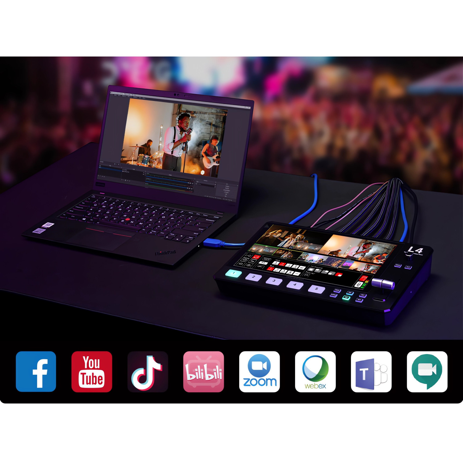 Feelworld L4 | Mikser wideo, 5-kanałowy 4x HDMI, 1x SDI, ekran 10.1", streaming USB Feelworld - 5