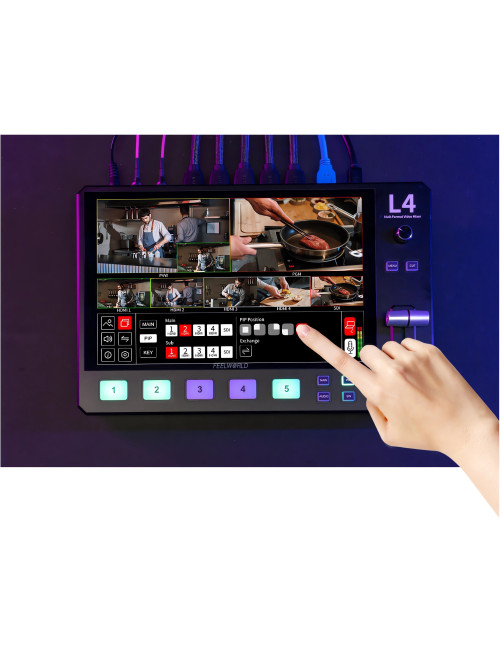 Feelworld L4 | Mikser wideo, 5-kanałowy 4x HDMI, 1x SDI, ekran 10.1", streaming USB Feelworld - 6
