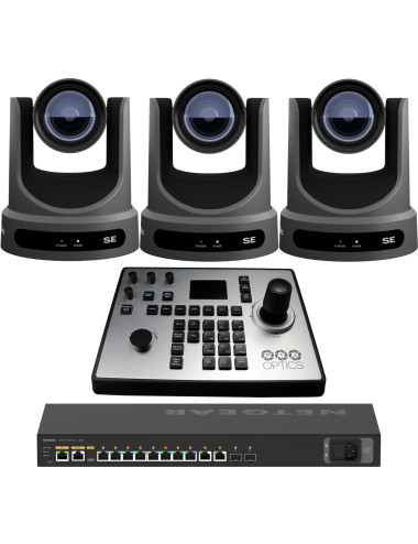 PTZOptics Move SE 12x 3 Full Bundle | Zestaw 3x Kamera PTZ Move SE 12x + Kontroler PT-JOY-G4 + Switch Netgear AV Line PoE+ PTZOp