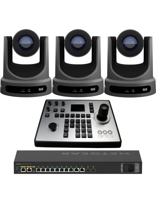PTZOptics Move SE 20x 3 Full Bundle | Zestaw 3x Kamera PTZ Move SE 20x + Kontroler PT-JOY-G4 + Switch Netgear AV Line PoE+ PTZOp