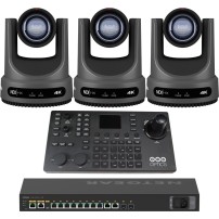 PTZOptics Move 4K 12x 3 Full Bundle | Zestaw 3x Kamera PTZ Move 4K + Kontroler PTZOptics SuperJoy + Switch Netgear AV Line PoE+ 