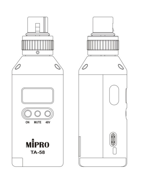 MIPRO TA-58 | Cyfrowy nadajnik bezprzewodowy wpinany do mikrofonu, plug-on, ISM 5.8 GHz, zasilanie Phantom MIPRO - 2