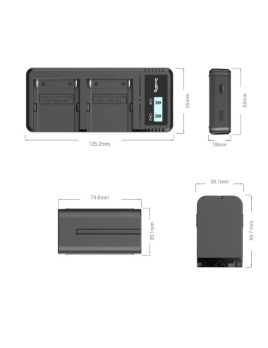 SmallRig 3823 | Zestaw zasilający, dwukanałowa ładowarka z dwoma akumulatorami NP-F, 2 x 7800 mAh (56 Wh) SmallRig - 8