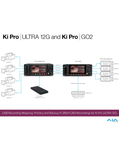 AJA Ki Pro GO2 | 4-kanałowy rekorder wideo USB, HEVC 1080p 60p, HDMI, SDI AJA - 10