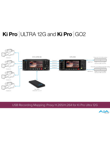 AJA Ki Pro GO2 | 4-kanałowy rekorder wideo USB, HEVC 1080p 60p, HDMI, SDI AJA - 11