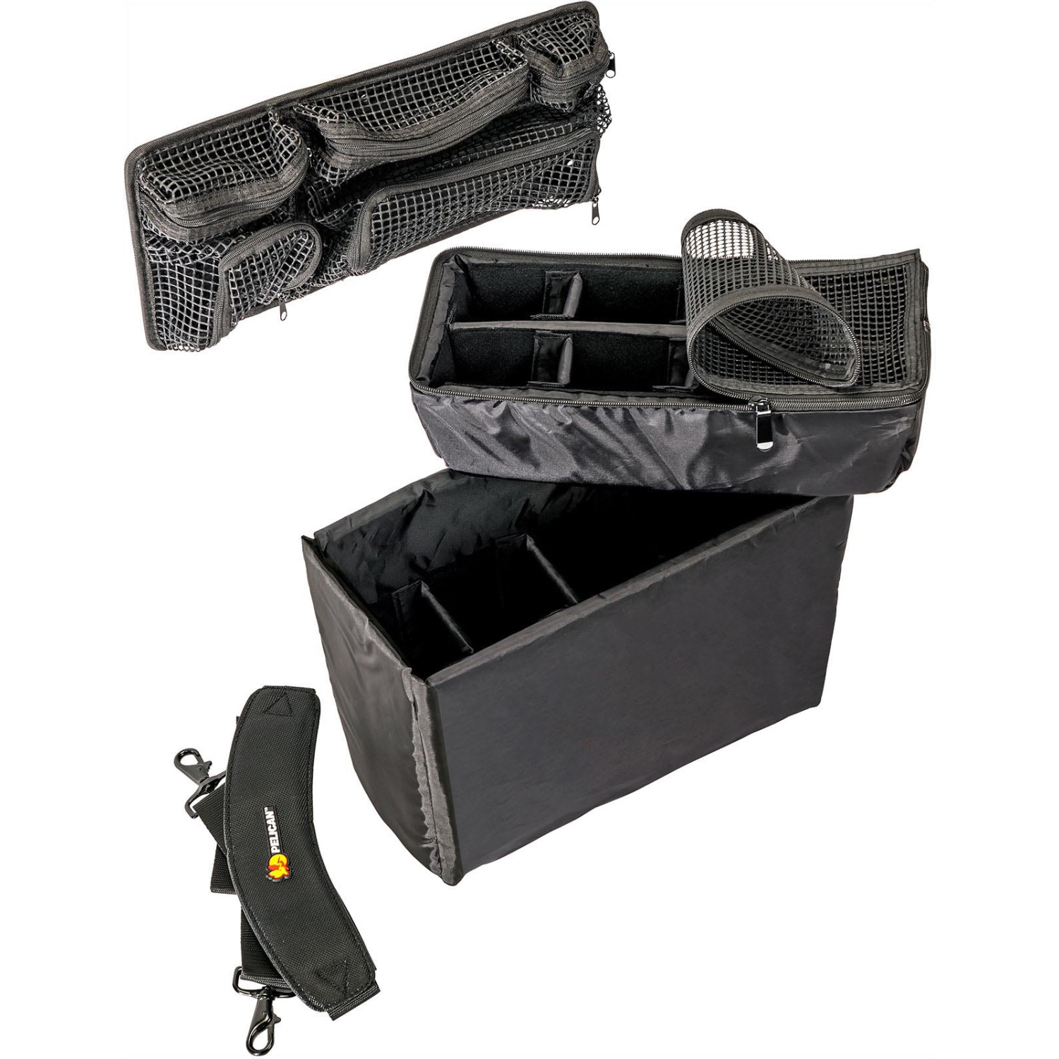 Peli 1430 Padded Dividers | Miękki organizer wnętrza oraz wieka z paskiem naramiennym do skrzyń Peli 1430 Protector Case