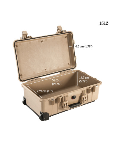 Peli 1510 Protector Case | Walizka transportowa bez wypełnienia, wym. zewn. 55 x 35 x 22 cm, IP67, STANAG 4280 Peli - 4