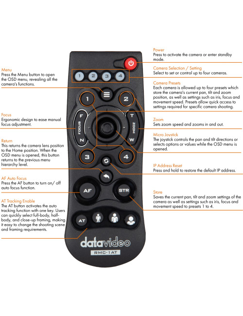 Datavideo PTC-325 | Kamera PTZ 30x Zoom, 4K 60p, SDI, HDMI, NDI, Auto-tracking Datavideo - 4