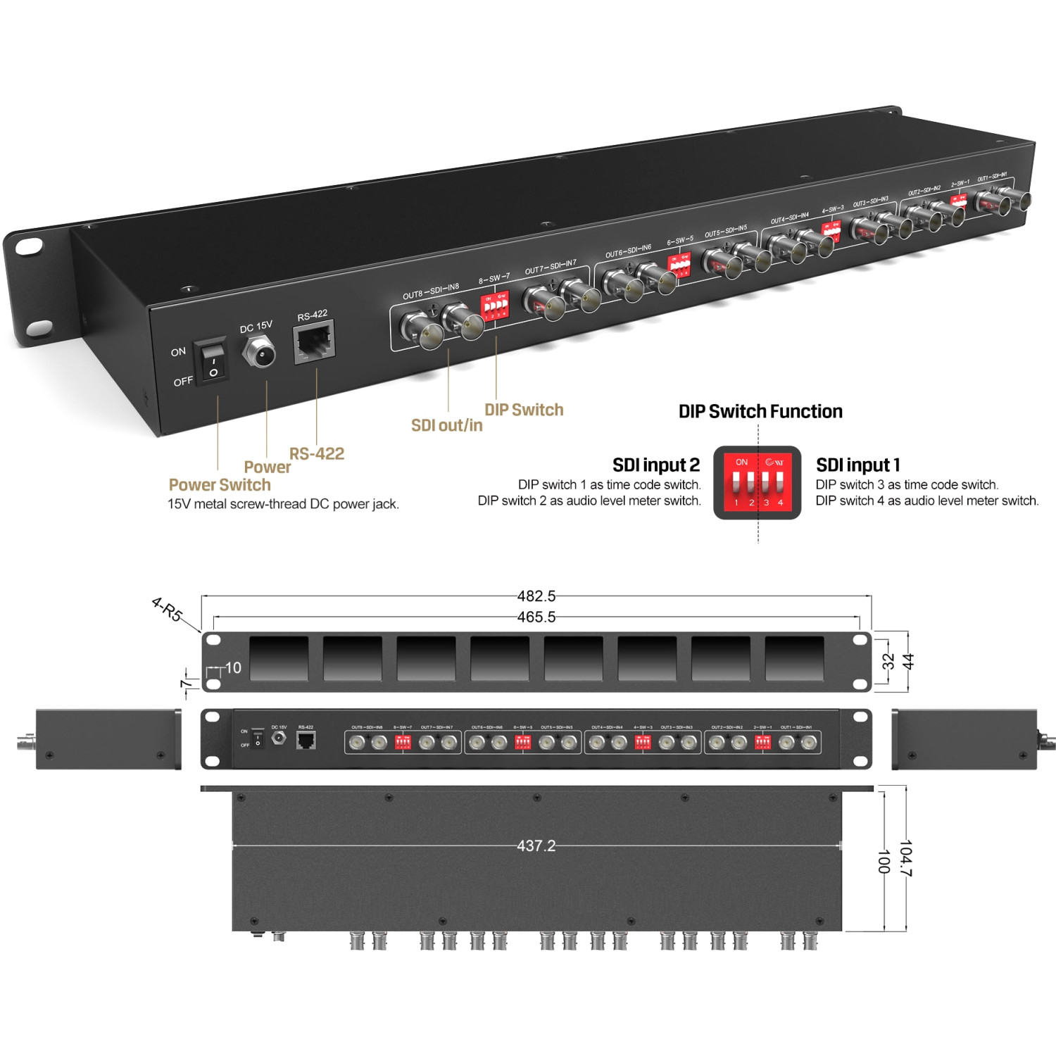 Lilliput RM-0208S | Monitor podglądowy 8x2" do racka, 3G-SDI Lilliput - 2
