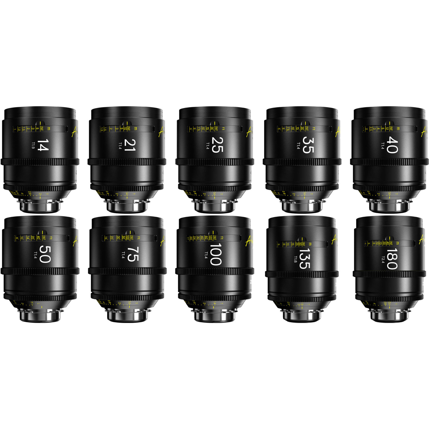 DZOFilm Arles 10-Lens Kit 14/21/25/35/40/50/75/100/135/180mm FF/VV Prime Cine Lens PL-Mount | Zestaw obiektywów filmowych DZOFIL