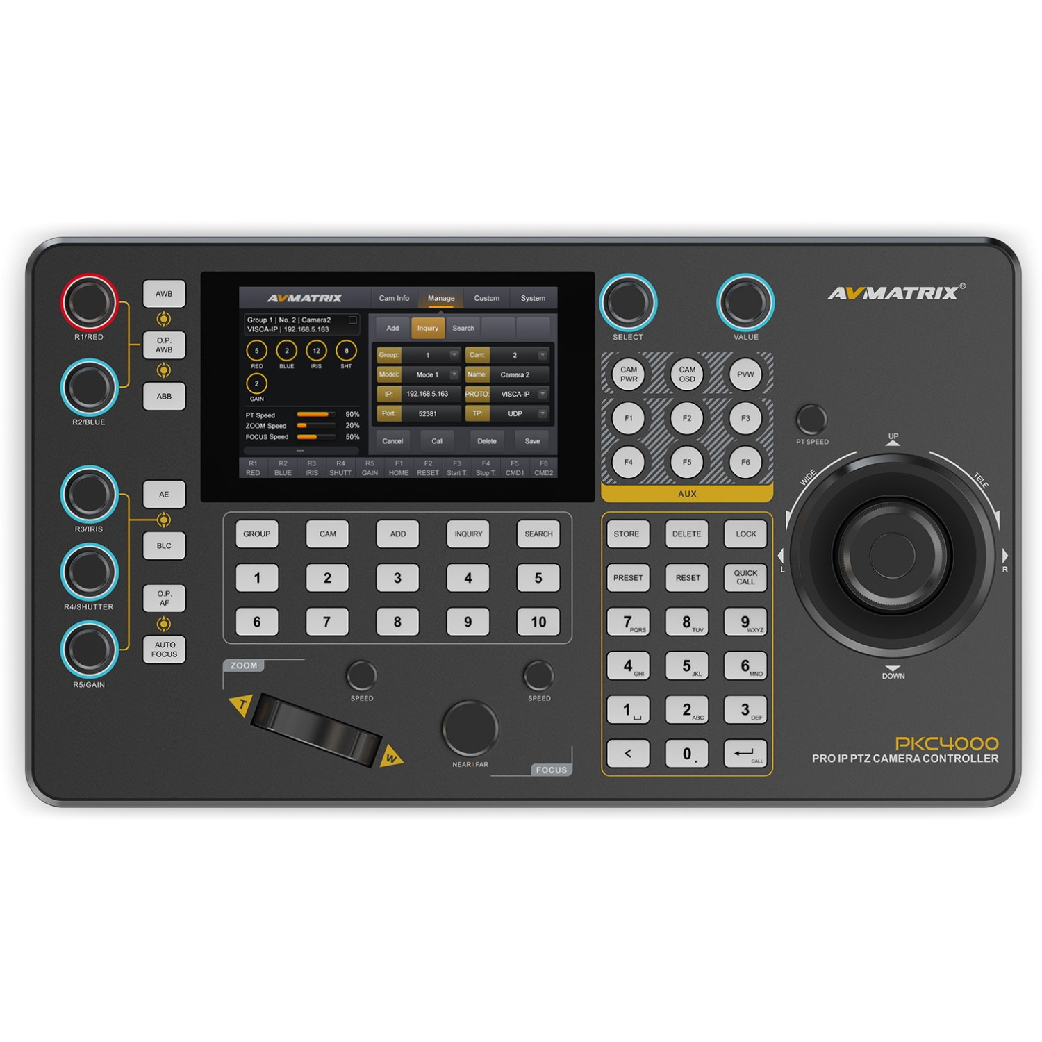 AVMATRIX PKC4000 | Kontroler kamer PTZ, VISCA, VISCA over IP, VISCA-Sony, Pelco-D, Pelco-P, ONVIF AVMATRIX - 1