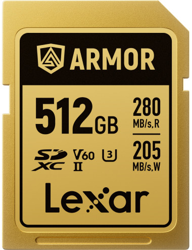 Lexar SDXC ARMOR Gold 512GB UHS-II U3, Stainless Steel, IP68 R280/W210 (V60) Lexar - 1
