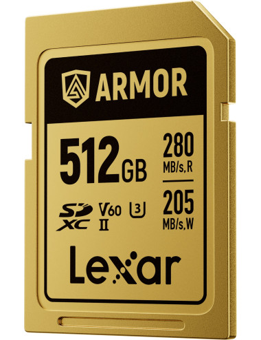 Lexar SDXC ARMOR Gold 512GB UHS-II U3, Stainless Steel, IP68 R280/W210 (V60) Lexar - 1