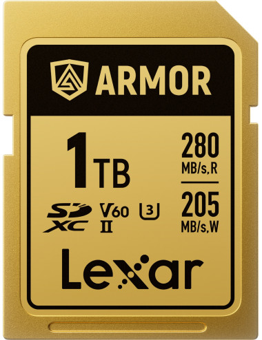 Lexar SDXC ARMOR Gold 1TB UHS-II U3, Stainless Steel, IP68 R280/W210 (V60) Lexar - 1