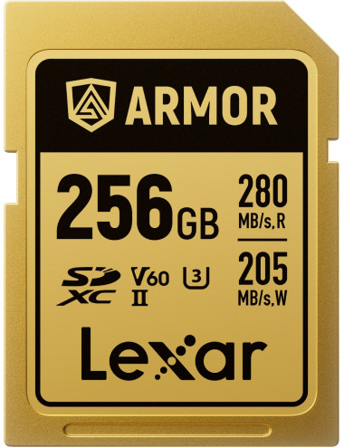 Lexar SDXC ARMOR Gold 256GB UHS-II U3, Stainless Steel, IP68 R280/W210 (V60) Lexar - 1