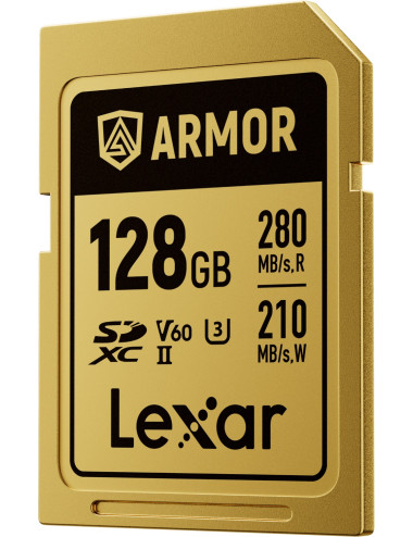 Lexar SDXC ARMOR Gold 128GB UHS-II U3, Stainless Steel, IP68 R280/W210 (V60) Lexar - 1