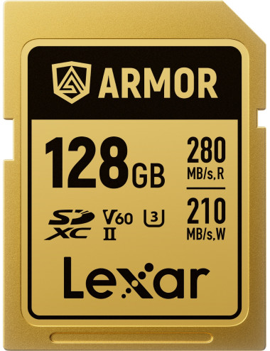 Lexar SDXC ARMOR Gold 128GB UHS-II U3, Stainless Steel, IP68 R280/W210 (V60) Lexar - 1