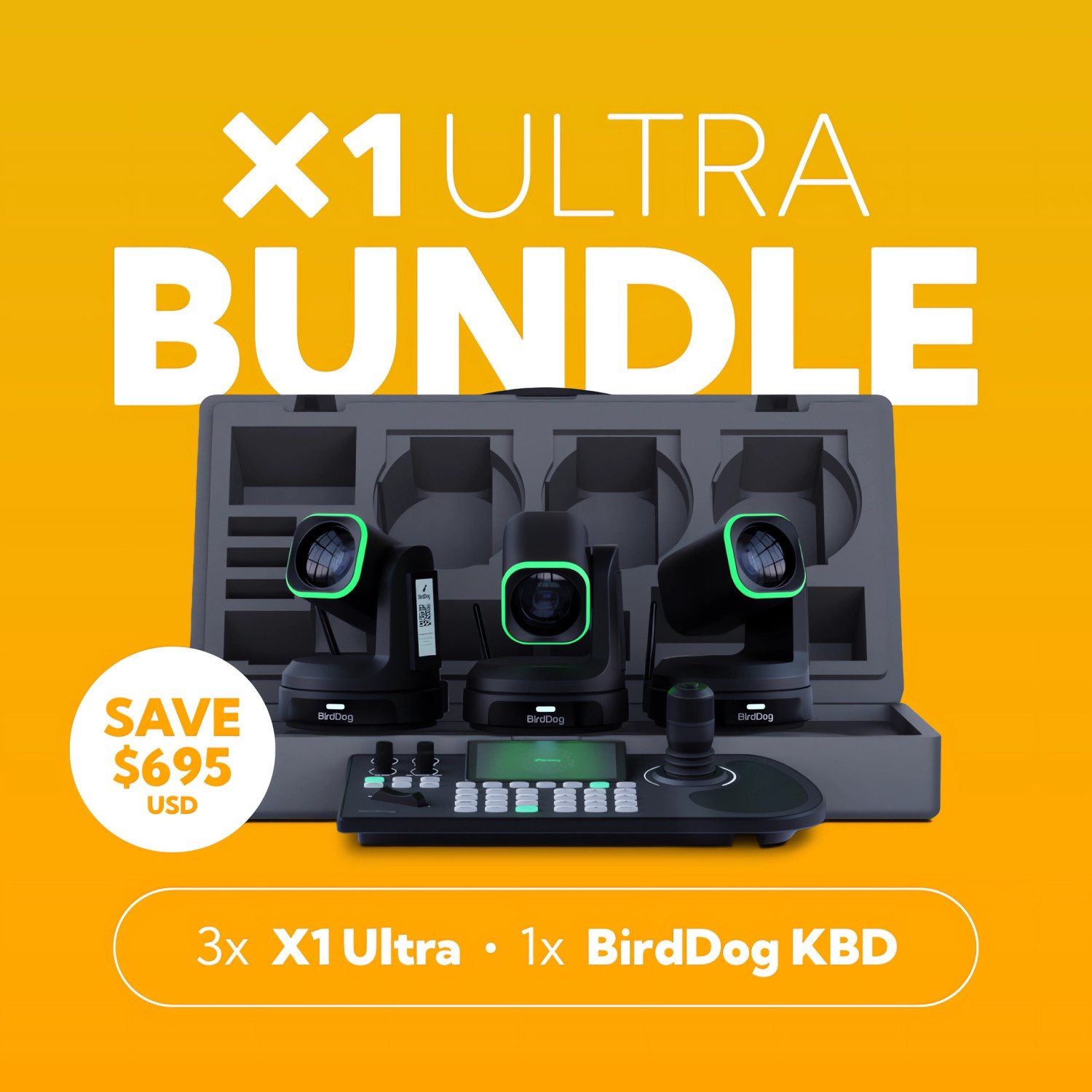 BirdDog X1 Ultra Bundle Black Zestaw 3 kamer PTZ z kontrolerem BirdDog - 1