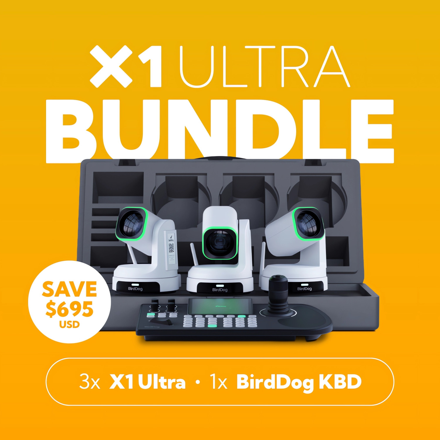 BirdDog X1 Ultra Bundle White Zestaw 3 kamer PTZ z kontrolerem BirdDog - 1