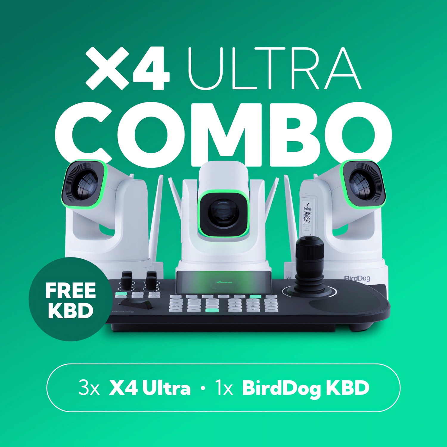 BirdDog X4 Ultra Combo White Zestaw 3 kamer PTZ z kontrolerem BirdDog